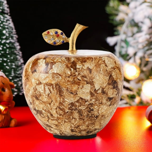 6.1x5.31x5.31 inch Crystal Apple Ornament with Glass Material for Christmas Home Decor and Gift