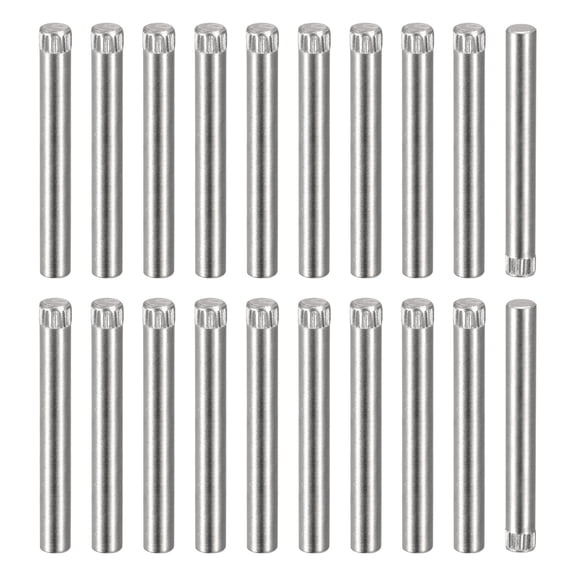 6.1x50mm 304 Stainless Steel Dowel Pins, 40Pack Knurled Head Flat Chamfered End Dowel Pin