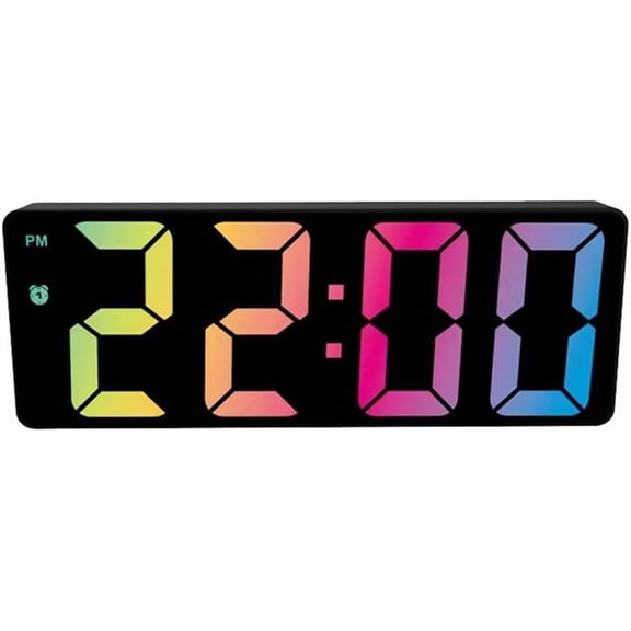 6.2" Digital Alarm Clock for Kids,Bedside Alarm Clock,Snooze, Dimmer, Tap Wake up, Simple Fashion Dazzle Color Big Screen,Big Digits, for Living Room Bedroom Office (Black)