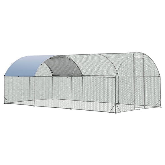 6.2 Feet/12.5 Feet/19 Feet Large Metal Chicken Coop Outdoor Galvanized Dome Cage with Cover-L, Chicken Run Pen for Yard with Cover Outdoor Chicken Cage Enclosure Crate Outside