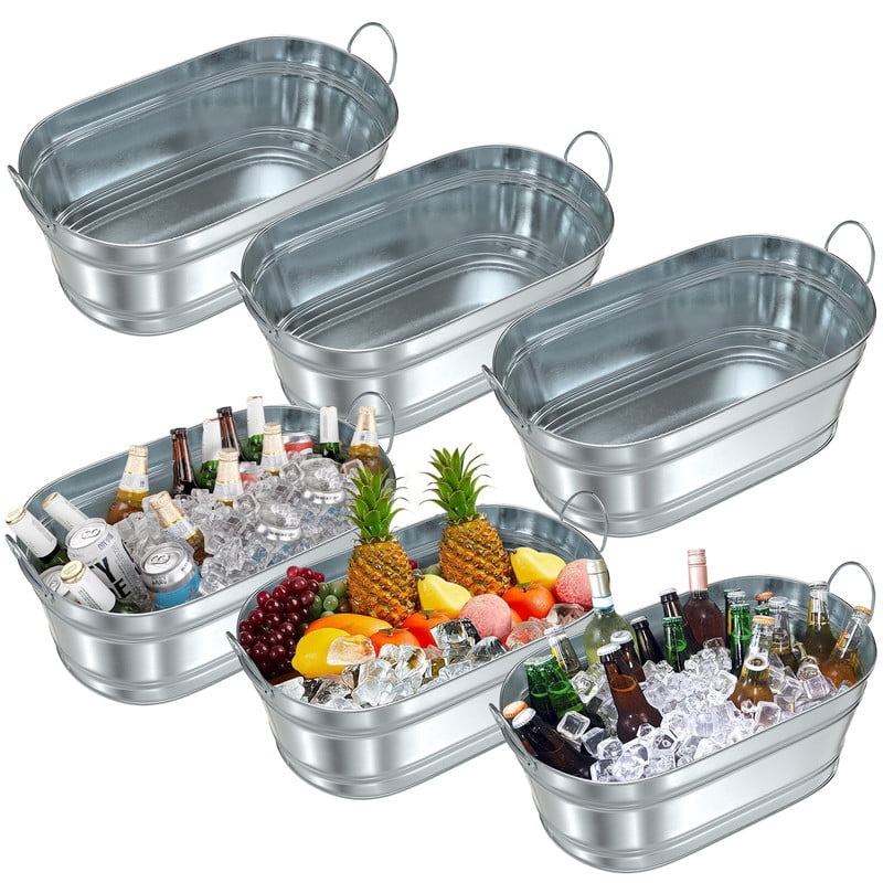 4 Pack Galvanized Metal Ice Buckets, 4 Gallon Large Ice Buckets For - View #7