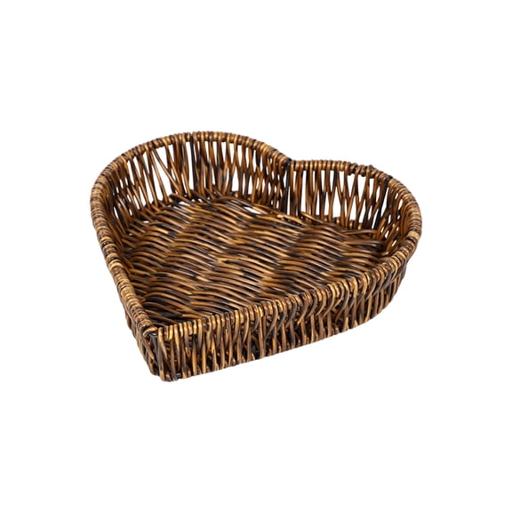 6.2" Heart-Shaped Rattan Basket – Handmade Woven Storage Basket for Fruits, Vegetables, Bread, Table Centerpiece, Valentines Day & Mother’s Day Decor, Rustic Farmhouse Kitchen & Dining Organization