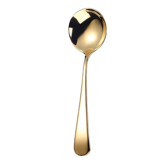 6.2 Inch Stainless Steel Long Handle Mixing Spoon for Soup and Serving Round Head Table Spoon for Home Restaurant Catering Silver Serving Utensil (B)