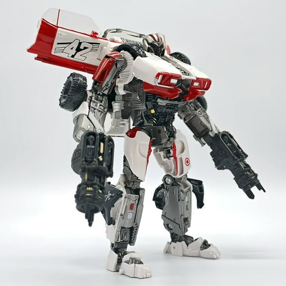 6.2 Inch White Race Car Robot, Deluxe Class Movie Themed Dual-Mode Transforming Action Figure