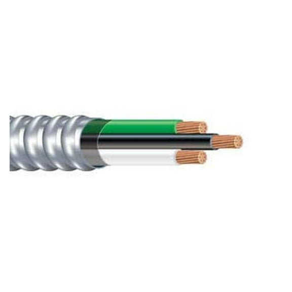 6/2 Metal Clad (MC) Cable with Ground, Aluminum Armored, Stranded Copper Conductor (25Ft Cut)