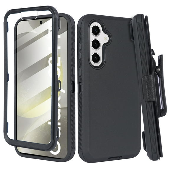 for 6.2" Motorola Moto G7 Power 360 degree Rotatable Kickstand Built in Screen Daul-layer Rugged back Cover Shock Resistant Belt Clip Holster Armor Impact Bumper Combo Phone Case [Black]