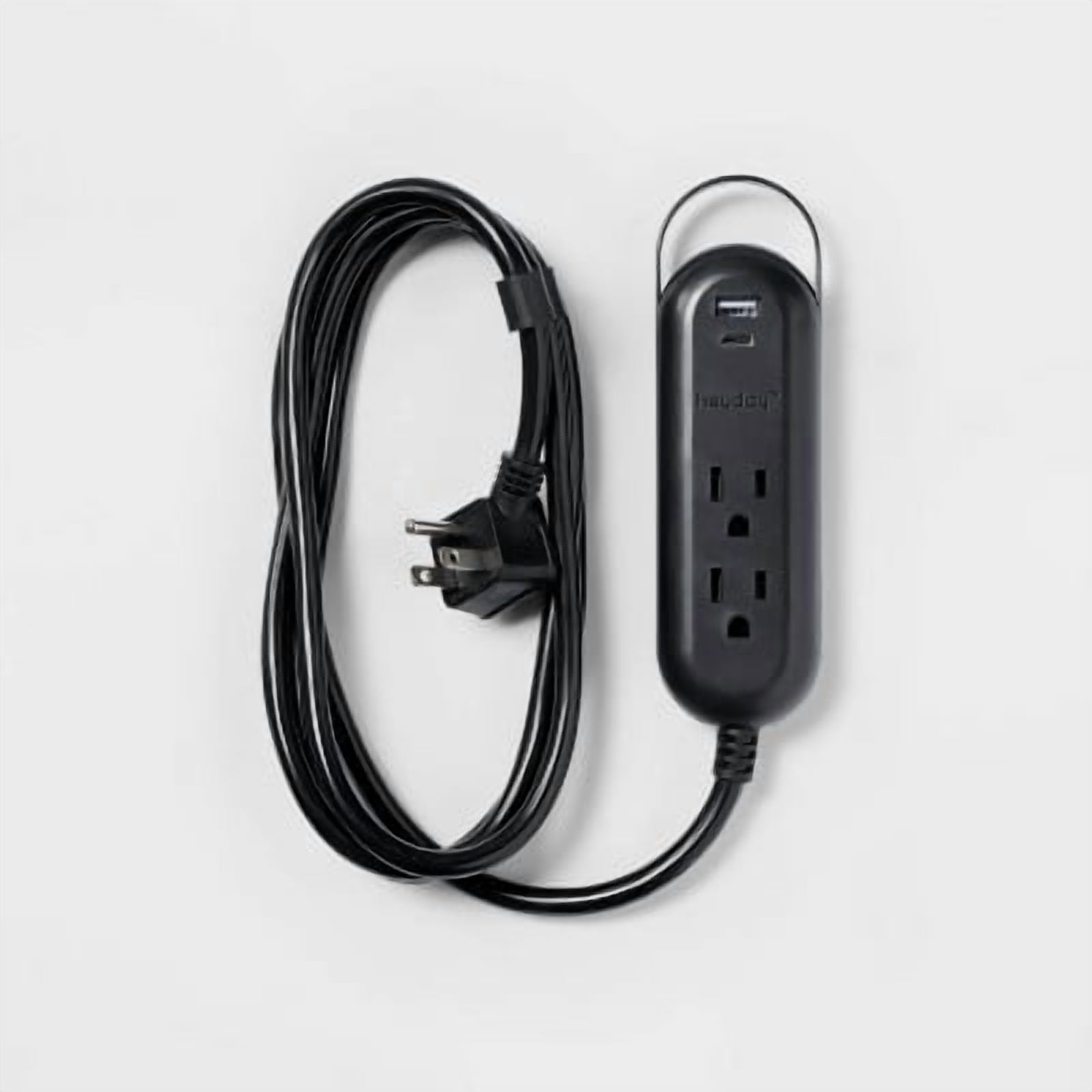 6' 2-Outlet Indoor Extension Cord with USB and USB-C Ports