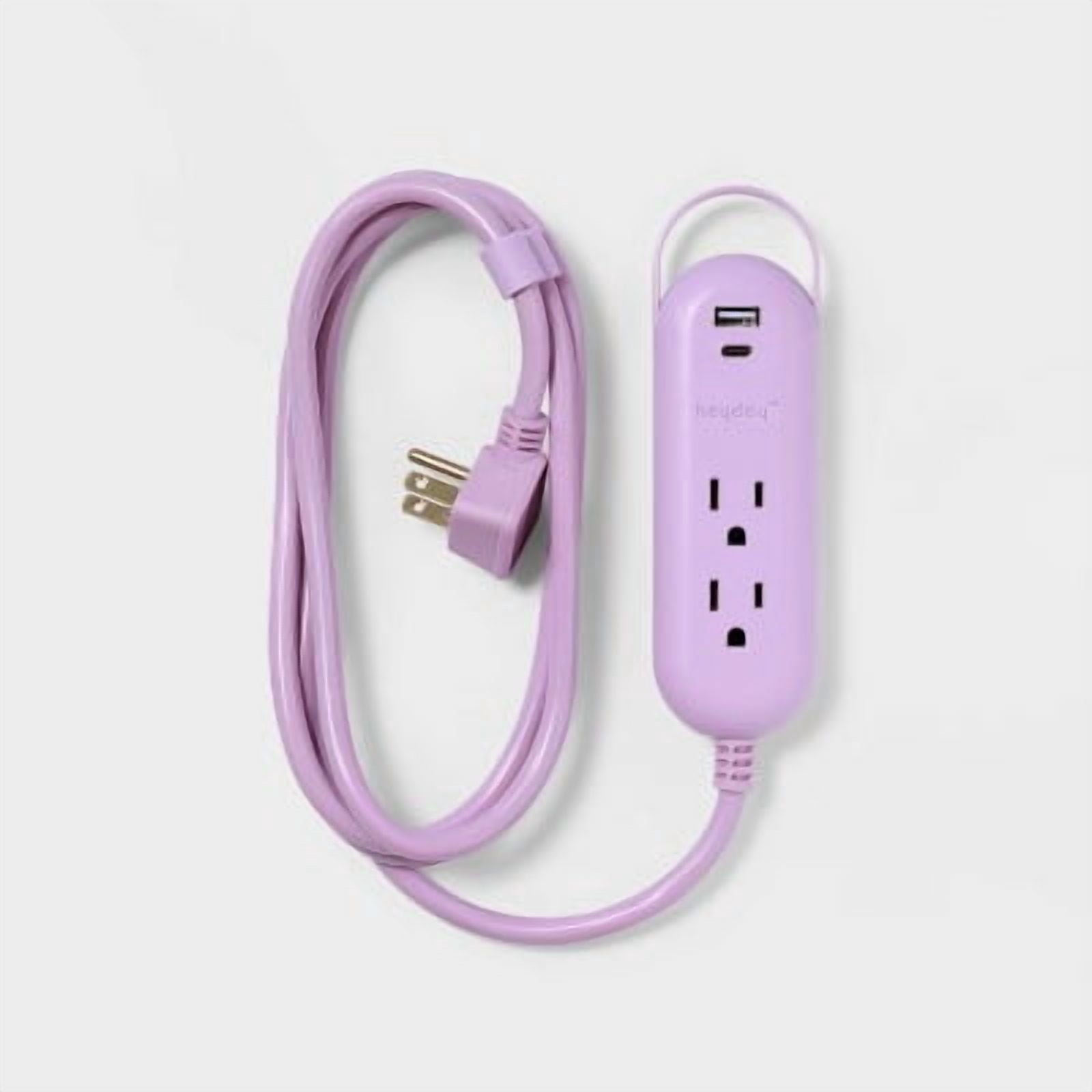 6' 2-Outlet Indoor Extension Cord with USB and USB-C Ports