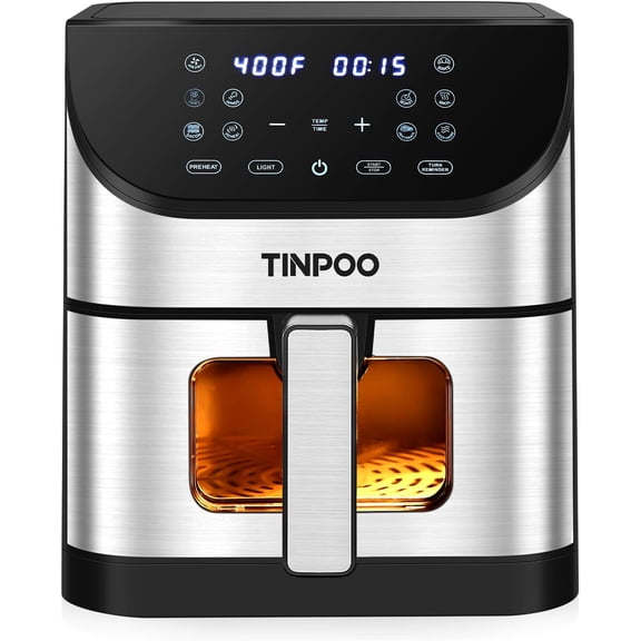 6.2 QT Oilless Large Capacity 1500W Oven Air Fryers Healthy Cooker with 10 Preset, Visual Cooking Window, Non-Stick Basket