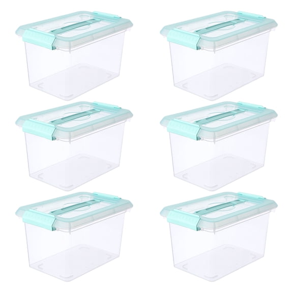 6.2 Qt. Mint Storage Bins with Lids by Simply Tidy â€“ Plastic Organizer Containers for Crafts - Office & Home Storage - 6 Pack