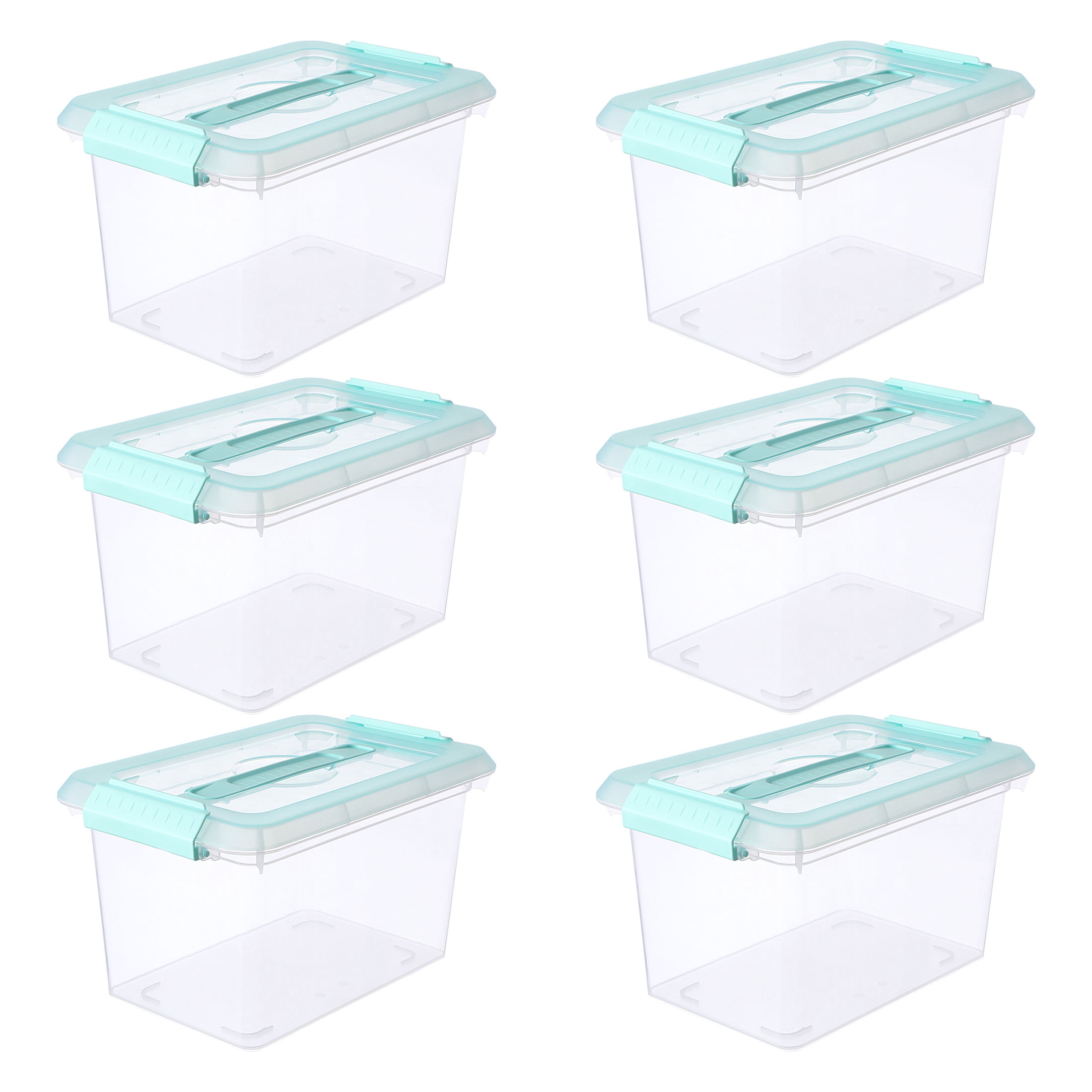 6.2 Qt. Mint Storage Bins with Lids by Simply Tidy – Plastic Organizer Containers for Crafts - Office & Home Storage - 6 Pack