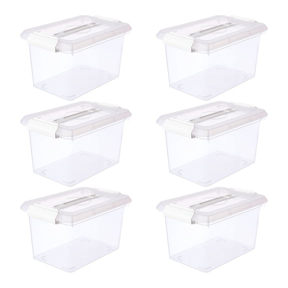 6.2 Qt. White Storage Bins with Lids by Simply Tidy – Plastic Organizer Containers for Crafts - Office & Home Storage - 6 Pack