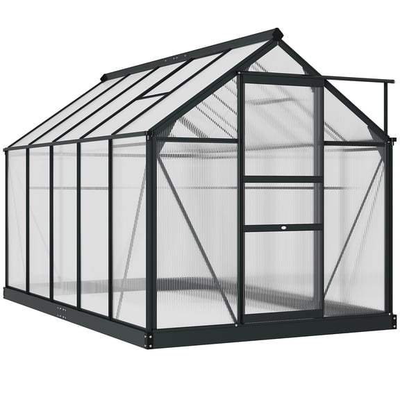 6.2' x 10.3' x 6.6' Outdoor Greenhouse with Walk-in Vent Door for Backyard Garden Gray