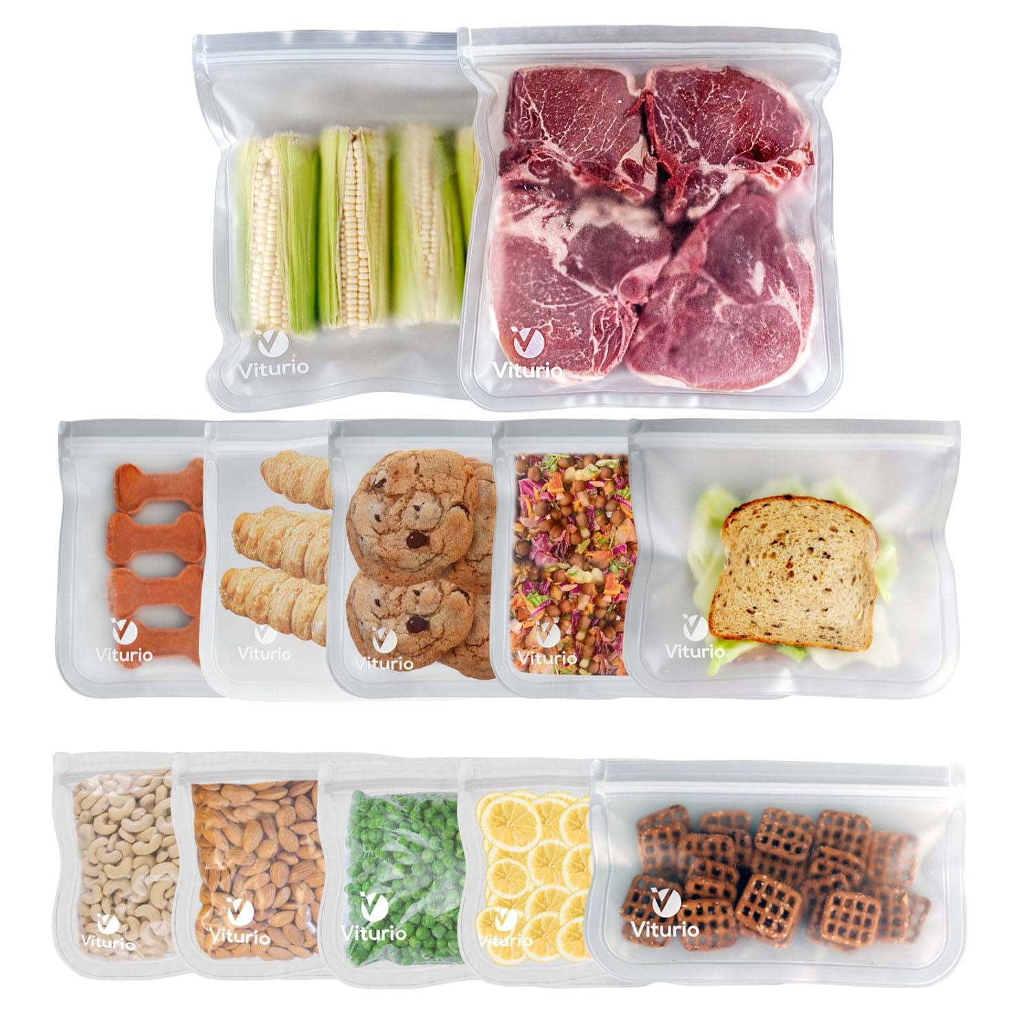 VEHHE 20 Pack Reusable Food Storage Bags (2 Gallon Reusable
