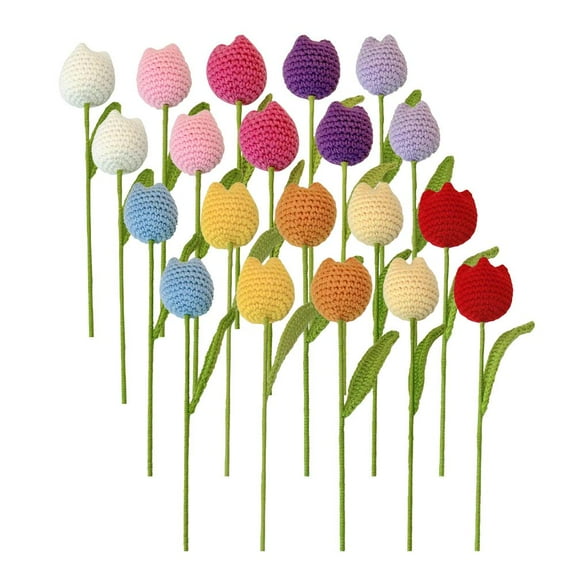 6~20pcs Handmade Crochet Tulip Flower Bouquet Holiday Parents For Lover/ A7C7
