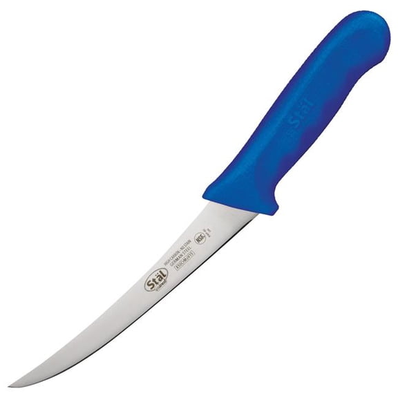 Winco KWP-60U Stal 6 in. Boning Knife, Flexible - Blue Polypropylene Handle