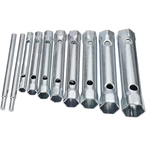 6-22 mm 10 Pcs Metric Tubular Box Wrench Set Tube Bar Double Ended for Automotive Plumb Repair Hand Tools for General Repairing, Pipeline, Bicycle