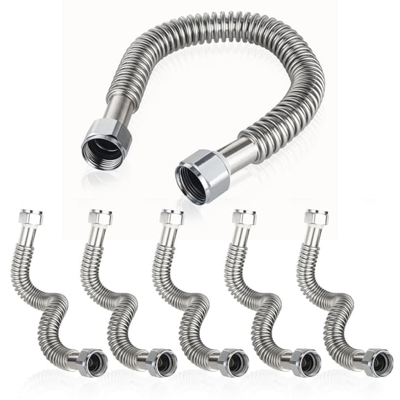 6 24 Inch Corrugated Flexible Stainless Steel Water Heater Connectors