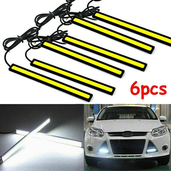 6-24PCS White 12V LED Strip DRL Daytime Running Lights Fog COB Car Lamp Waterproof
