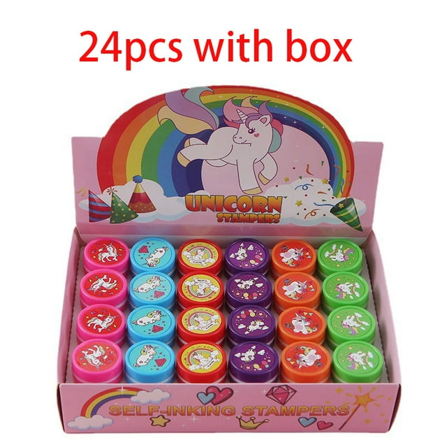 6/24pcs Unicorn Assorted Stamps Kids Self-Ink Stamps Children Party Favor Treasure Box Prize Classroom Easter Egg Stuffers Toys