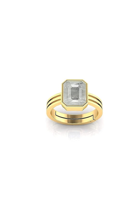 6.25 Carat Unheated Untreated Natural panchdhatu Adjaistaible Gold Ring White Sapphire Pukhraj Gemstone for Women and Men