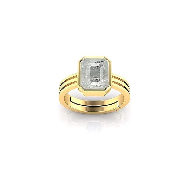 6.25 Carat Unheated Untreated Natural panchdhatu Adjaistaible Gold Ring White Sapphire Pukhraj Gemstone for Women and Men