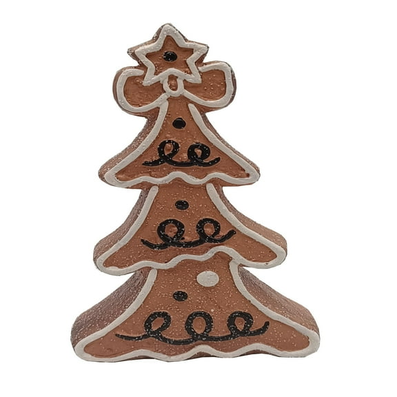 6.25" Frosted Gingerbread Christmas Tree with Star Topper Tabletop Decor