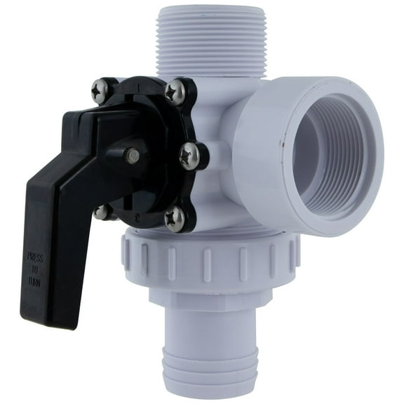 6.25-Inch White HydroTools Swimming Pool and Spa Standard Right Outlet 3-Way Ball Valve - 6.25"