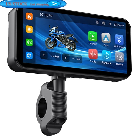 FENGXIH 6.25" Motorcycle GPS Navigation Screen with 1080P Dash Cam & TPMS, Wireless CarPlay/Android Auto, IP67 Waterproof, Wi-Fi, Loop Recording