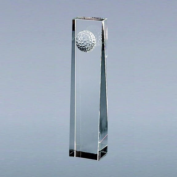 6.25" OPTIC GLASS GOLF BALL OBELISK.