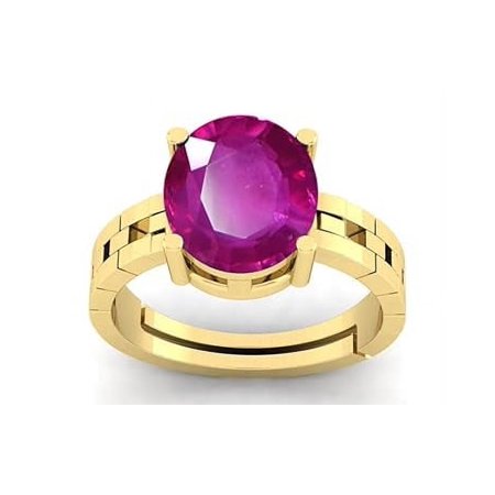6.25 Ratti Natural Ruby/Manikya Gemstone Adjustable Ring/Anguthi for Men and Women