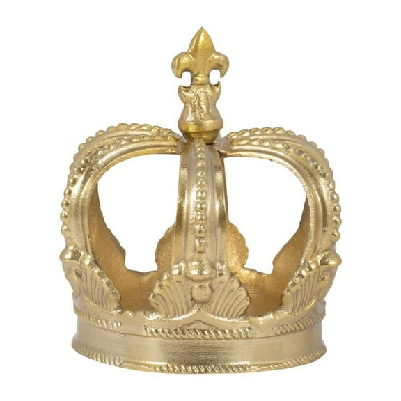 6.25 in. x 7 in. Gold Metal Decorative Embossed Crown Figurine