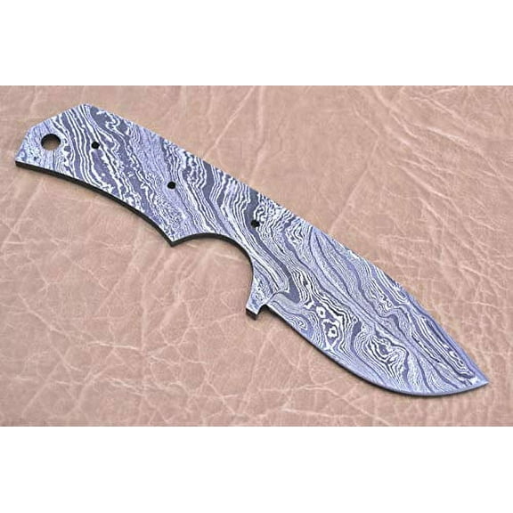 6.25 inches Long Hand Forged Damascus Steel Blank Blade Skinning Knife with 3 Pin Hole & an Inserting Hole Space 3 inches Blade