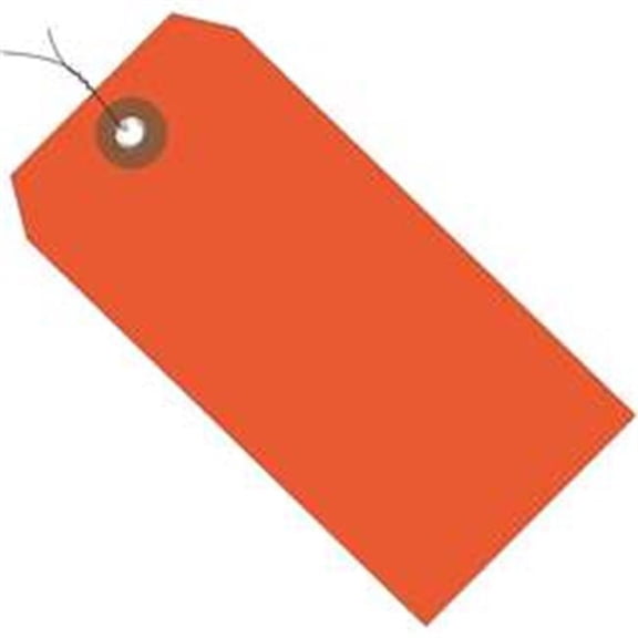 6.25 x 3.12 in. Orange Plastic Shipping Tags - Pre-Wired - Pack of 100