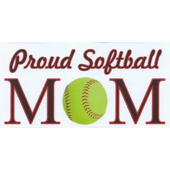 6.25inx3.125in Proud Softball Mom Bumper Sticker Decal Car Windo