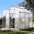 thumbnail image 1 of 6.25x6 FT Greenhouse for Outdoors, Polycarbonate Greenhouse with Quick Setup Structure and Roof Vent, Aluminum Large Walk-in, for Outside Garden Backyard, Silver, 1 of 7