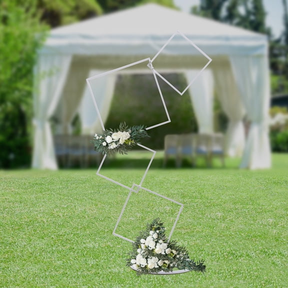 6.27FT Tall Square Pillar Flower Stand Heavy Duty Iron Wedding Backdrop Stand with 19.7in Sturdy Base, White Metal Plant Stand for Climbing Roses Indoor Outdoor  Party Decoration