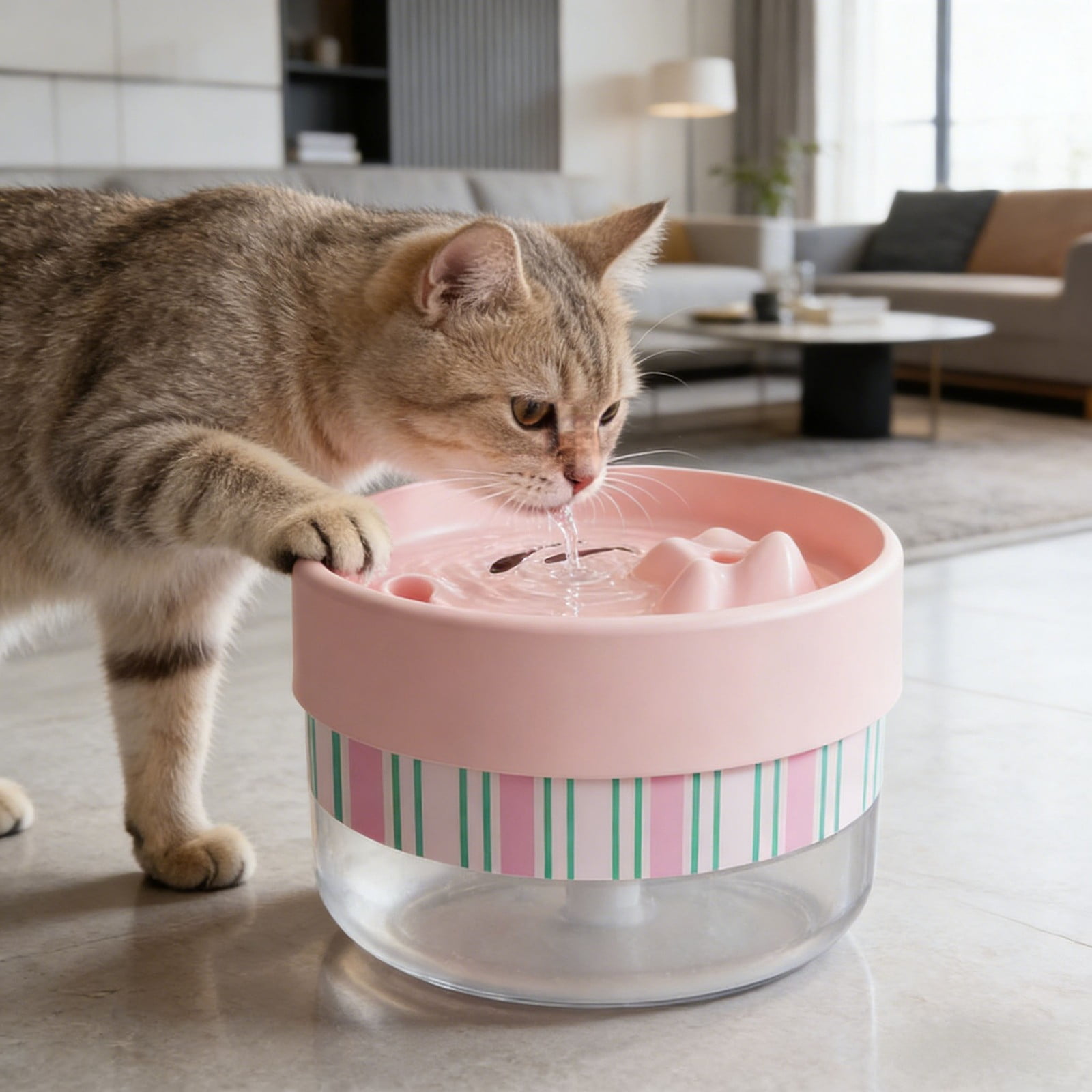 6.29" Cat Water Fountain, Quiet Circulation Drinking Bowl with Large Capacity, Anti-Splash Pet Water Dispenser for Cats