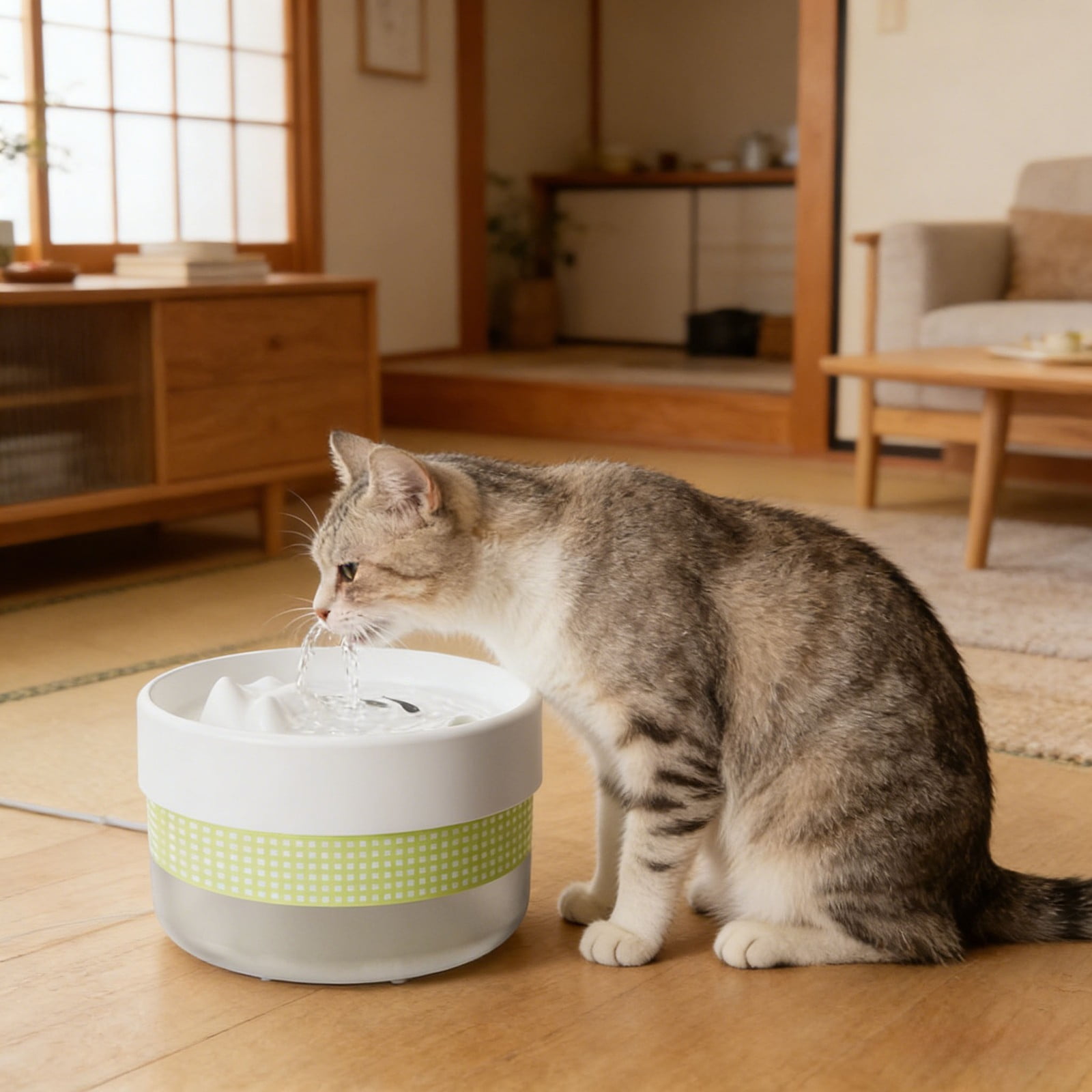 6.29" Cat Water Fountain, Quiet Circulation Drinking Bowl with Large Capacity, Anti-Splash Pet Water Dispenser for Cats