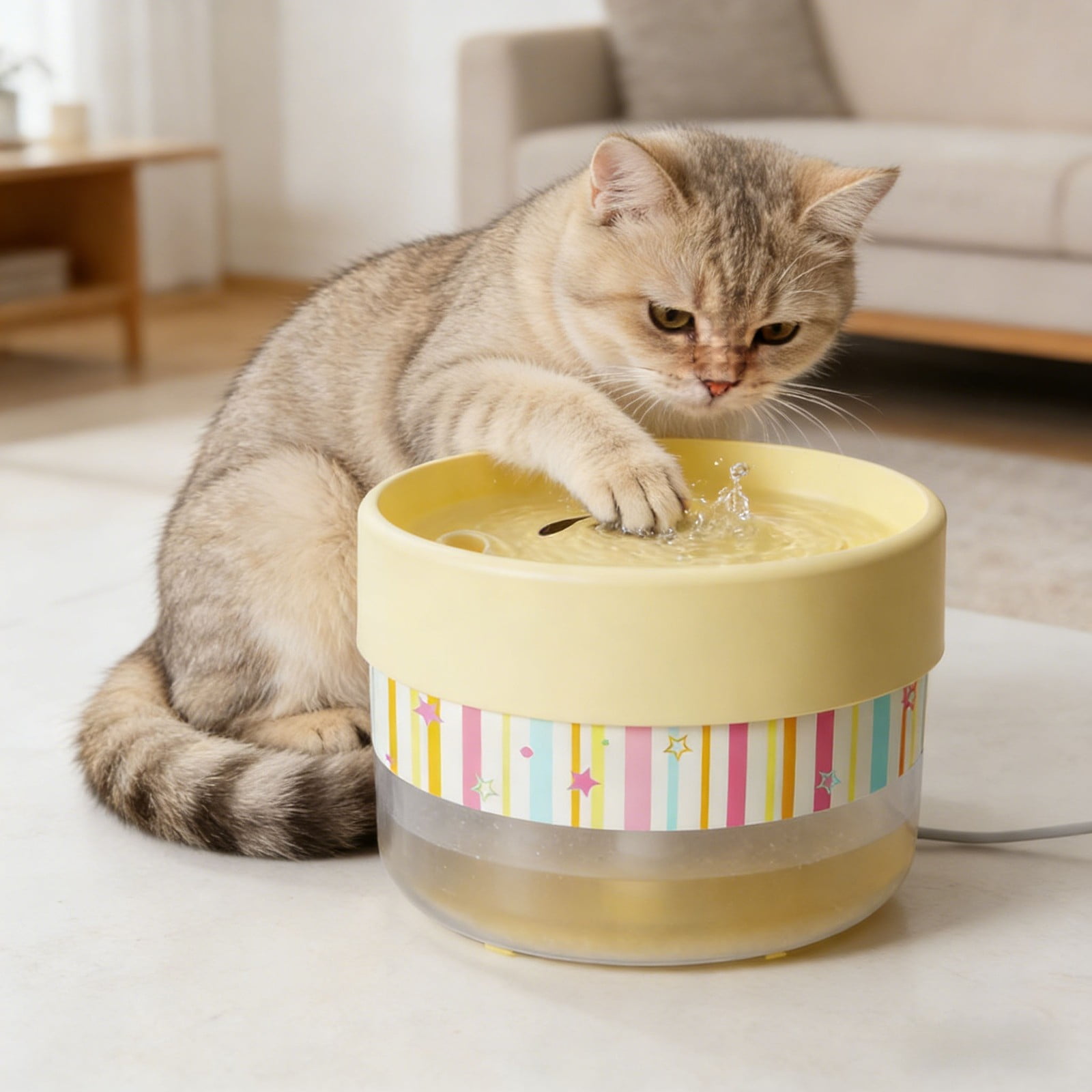 6.29" Cat Water Fountain, Quiet Circulation Drinking Bowl with Large Capacity, Anti-Splash Pet Water Dispenser for Cats