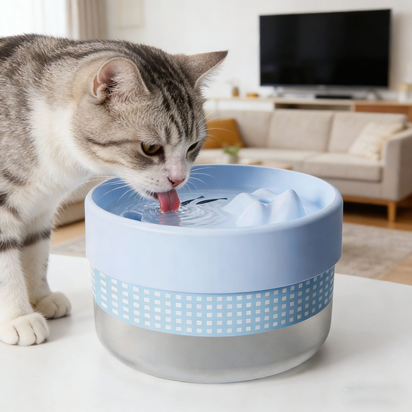 6.29" Cat Water Fountain, Quiet Circulation Drinking Bowl with Large Capacity, Anti-Splash Pet Water Dispenser for Cats