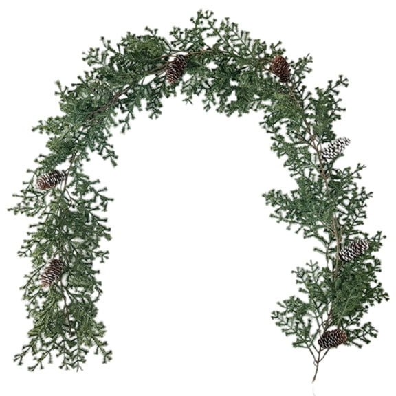 6.2FT Christmas Garland with Pine Cones and Berries, Artificial Cedar Cypress Greenery for Fireplace Mantel, Stairs, Table Runner, and Holiday Decor, Realistic Garland for Indoor Outdoor Use