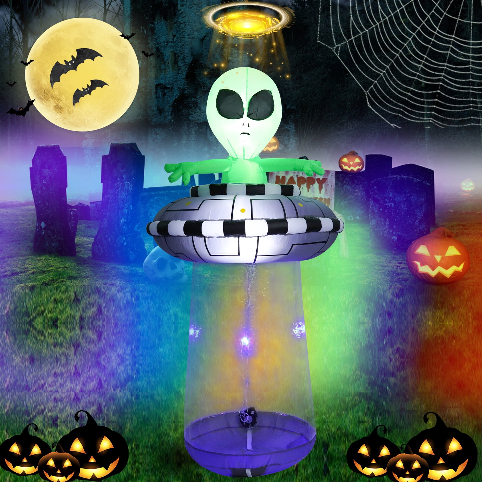 6.2FT Halloween Inflatable,Outdoor Decor,Alien & UFO Decor: Yard Prop ...
