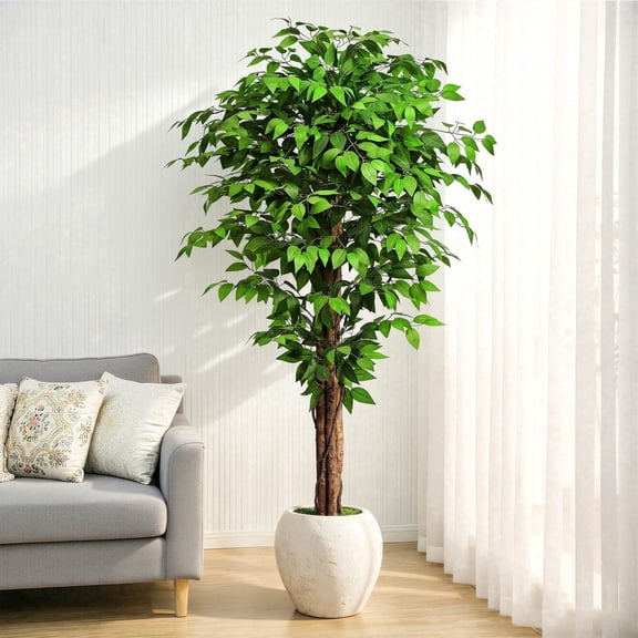 6FT Artificial Ficus Tree – Large Faux Ficus Tree & Realistic Fake Ficus Tree, Silk Artificial Plant for Home Office, Lifelike Fake Plant & Faux Plant for Indoor Outdoor Porch Garden Decor (180cm)