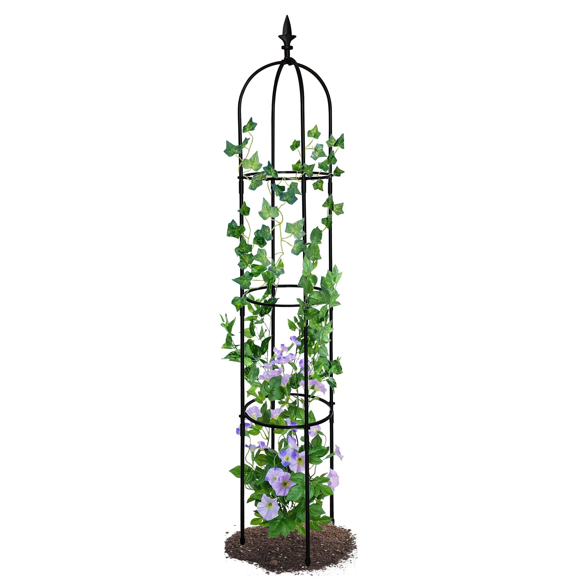 6.2ft Garden Obelisk Trellis, Lightweight Rustproof Plastic Coated Metal Tall Tower Trellis Stand