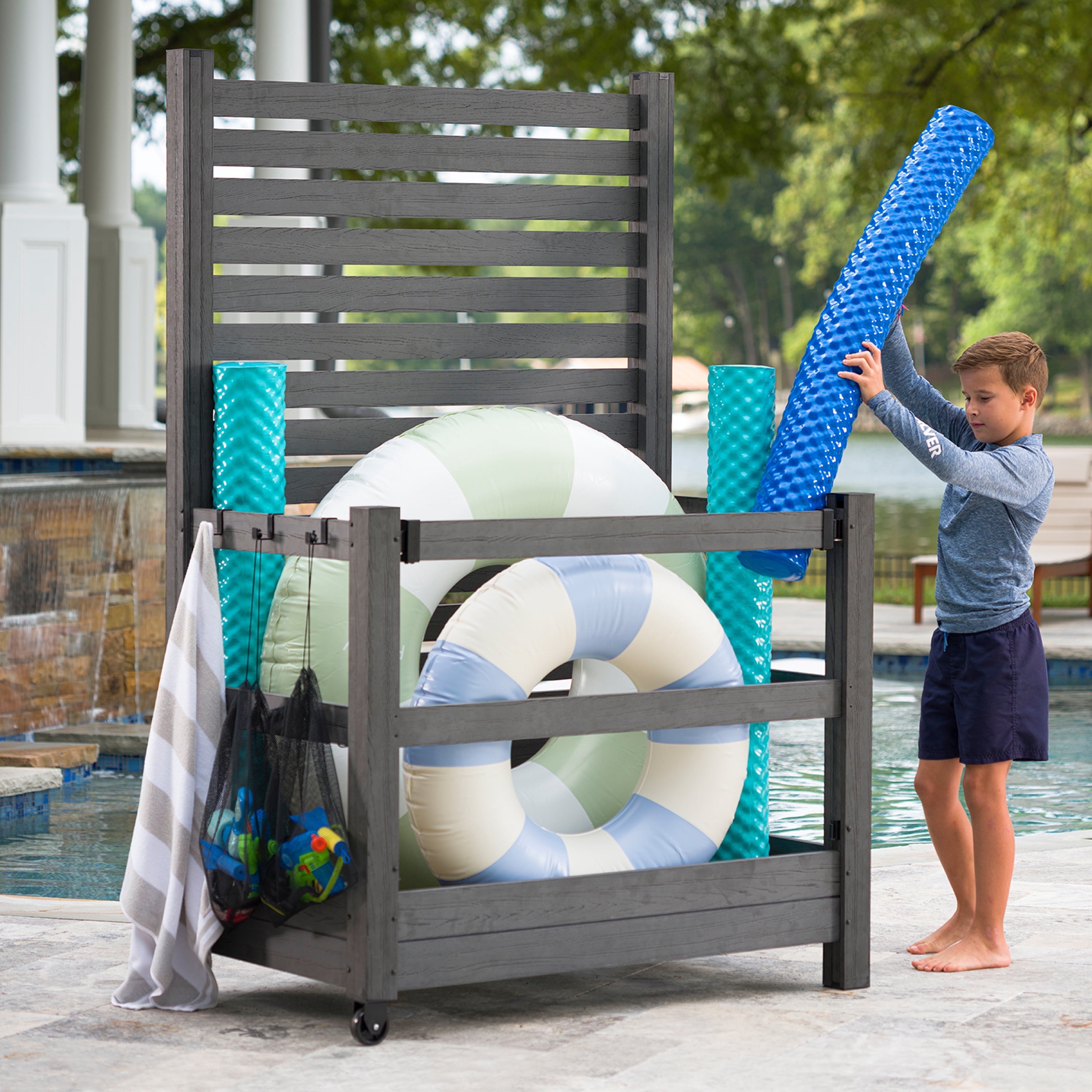 PLAZA in private ジョイントタッパー2P 6.2ft H x 4ft W x 2.5ft L Poolside Organizer and Deck Storage with