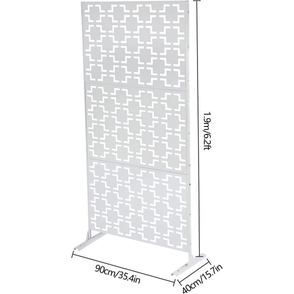 6.2ft Steel Privacy Screen Fence - Modern Outdoor Grid Panel with Fixing Strips for Patios Balconies Pools