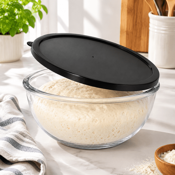 6.2qt Clear Glass Mixing Bowl with Airtight Lid for Bread Proofing, Baking, and Food Storage