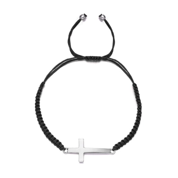6.3-11.8 Inch Cross Friendship Bracelet Adjustable Braided Rope - Strand Wristband for Women Men Boy Girls - Handmade Braided Cross Black Red String Protection Jewelry