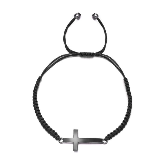 6.3-11.8 Inch Cross Friendship Bracelet Adjustable Braided Rope - Strand Wristband for Women Men Boy Girls - Handmade Braided Cross Black Red String Protection Jewelry